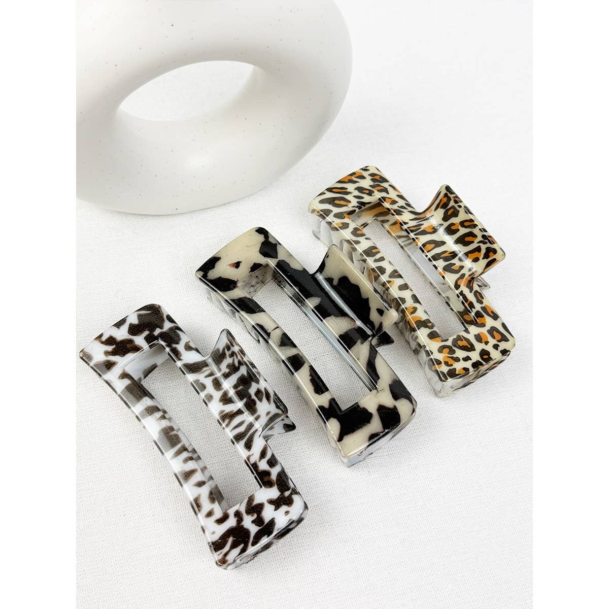 Leopard Print Rectangle Hair Claw Clip