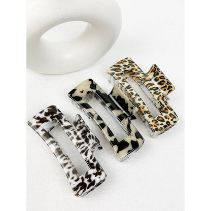 Leopard Print Rectangle Hair Claw Clip