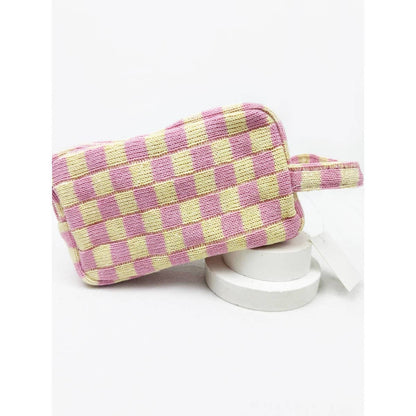 Famous Checker Cosmetic Bag with handle