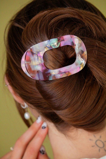 Acetate Circle Cutout Flat Claw Clips