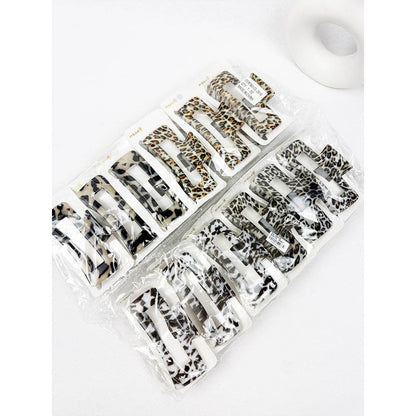 Leopard Print Rectangle Hair Claw Clip