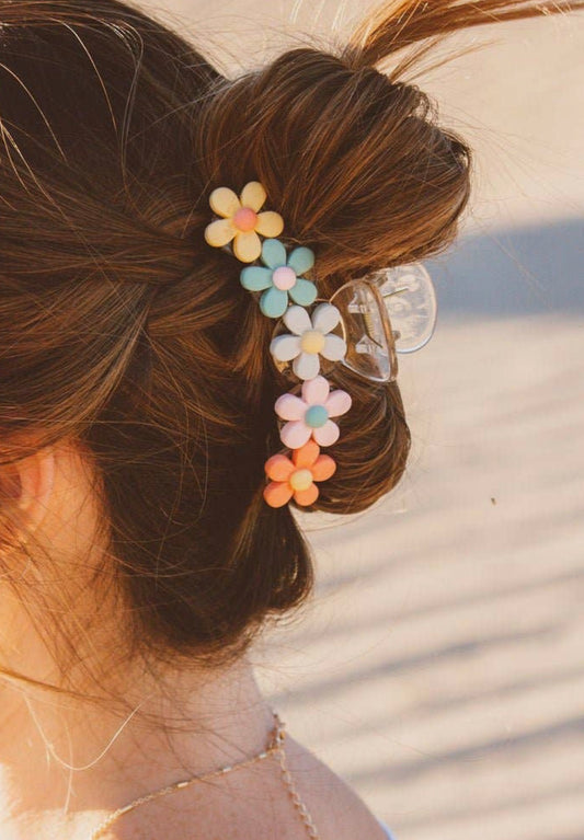 Colorful Pastel Flower Claw Clip