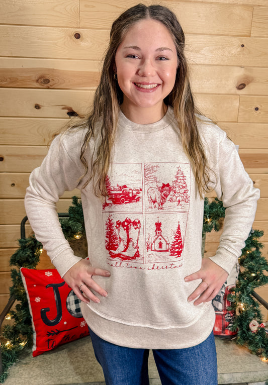 Vintage Christmas Drop Hem Crewneck