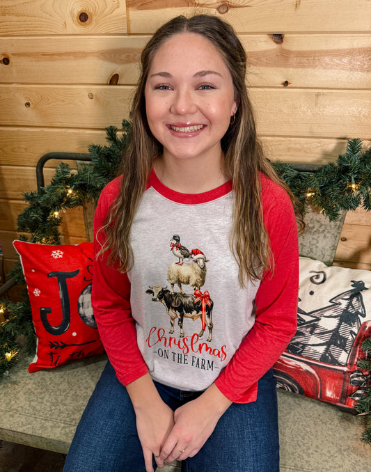 Christmas on the Farm Raglan Tee