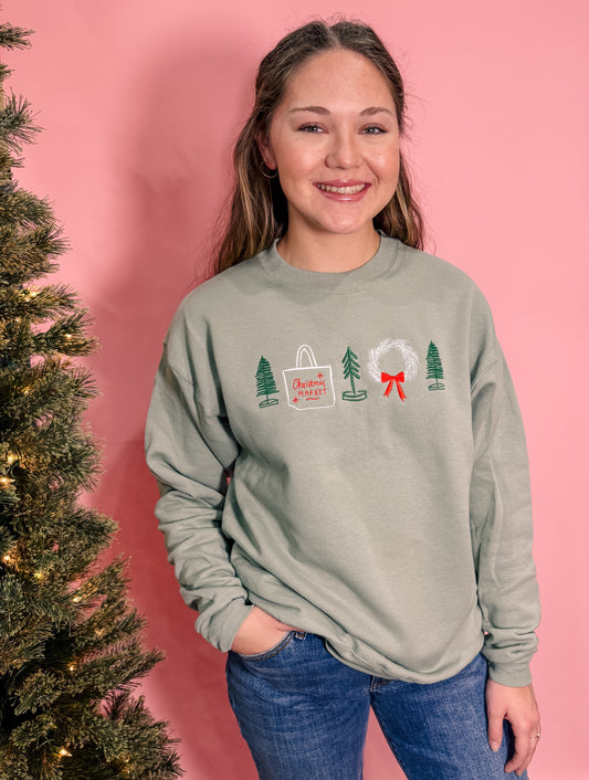 Christmas Market Embroidered Crewneck