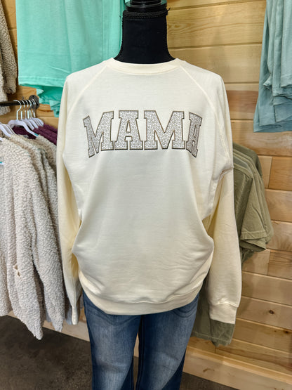 Mama Faux Embroidery Crewneck Sweatshirt