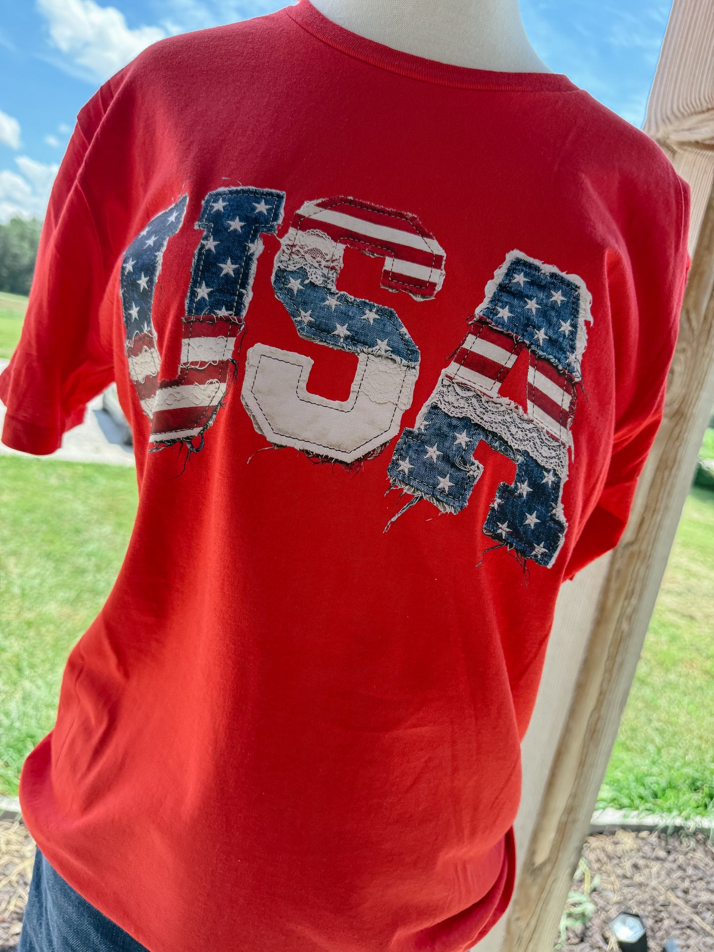 Faux Quilted USA Bella Canvas® Tee