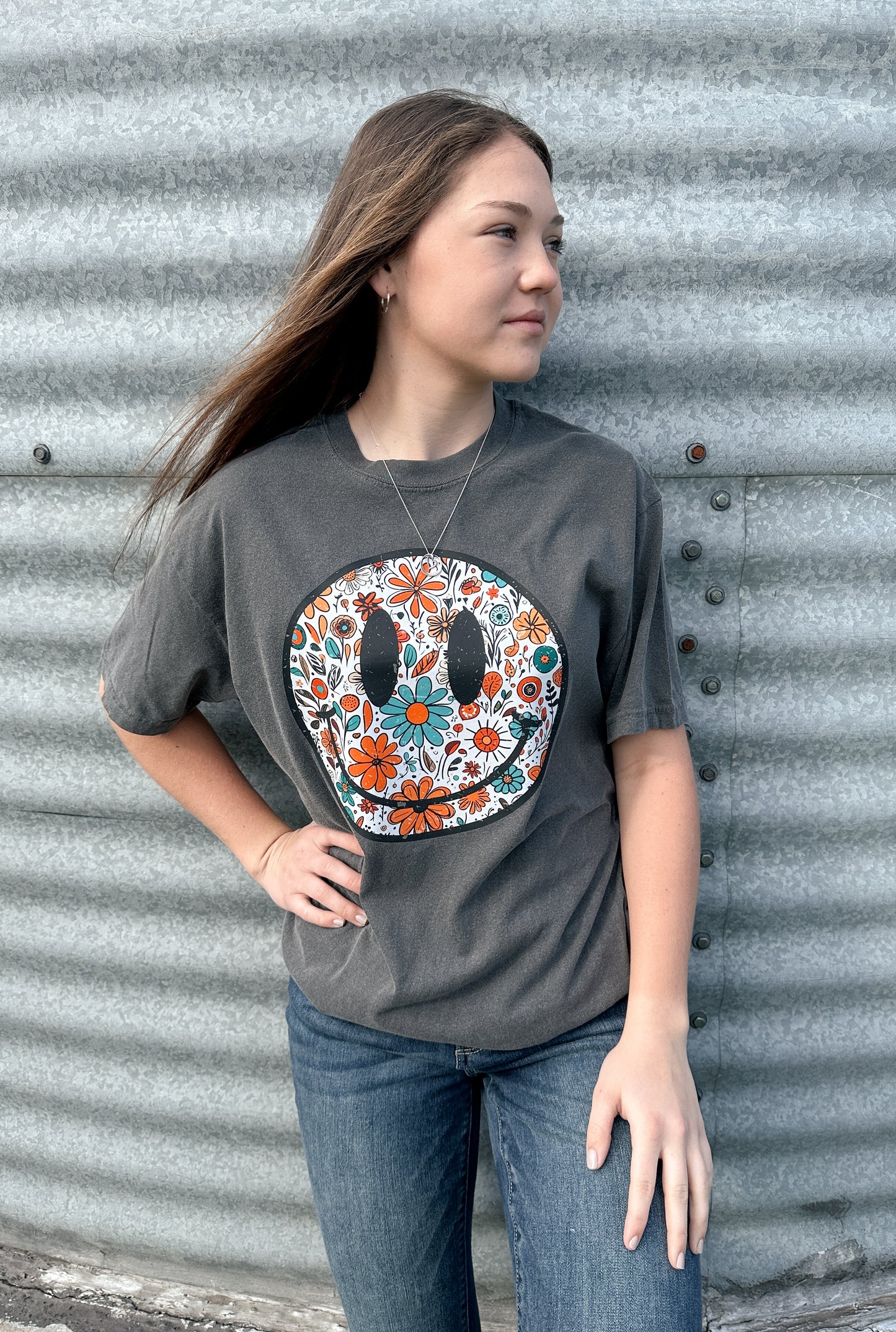 Flower Power Smiley Tee