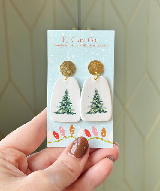 Timeless Tree Dangles - 18k Gold Plated Clay Earrings