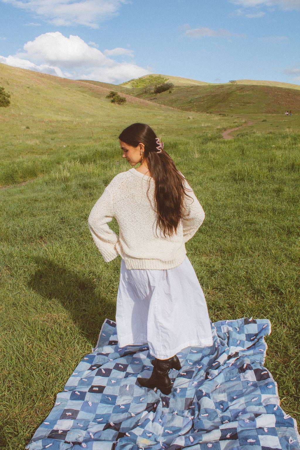 Red Wavy Checked Claw Clip