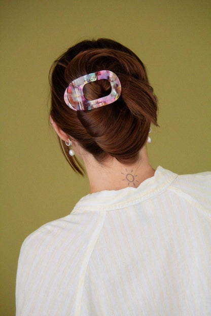 Acetate Circle Cutout Flat Claw Clips