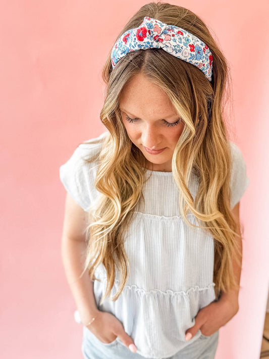 Patriotic Pretty Floral Structured Headband