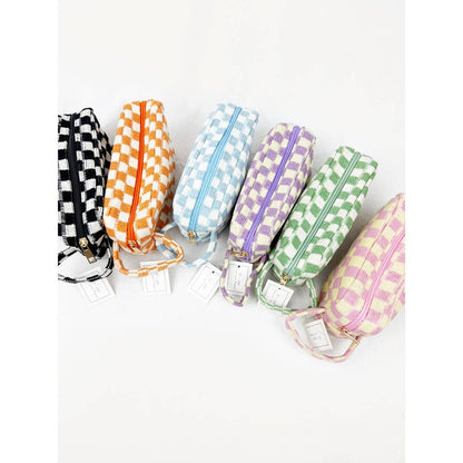 Famous Checker Cosmetic Bag with handle
