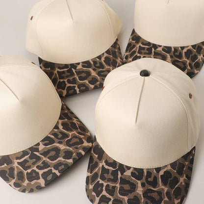 Two Tone Leopard Printed Canvas Trucker Hat