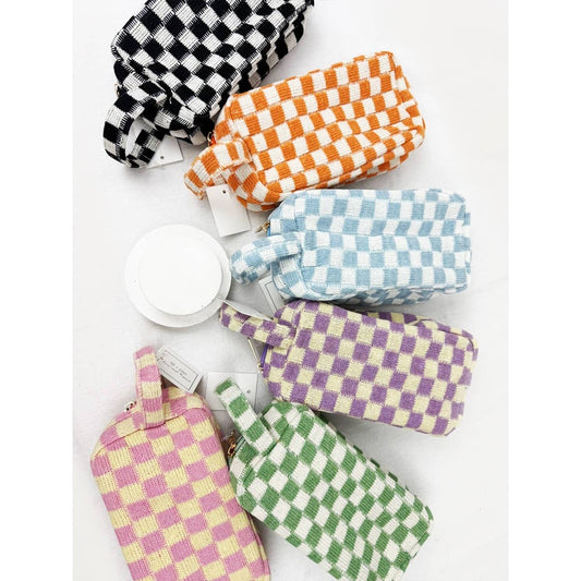 Famous Checker Cosmetic Bag with handle