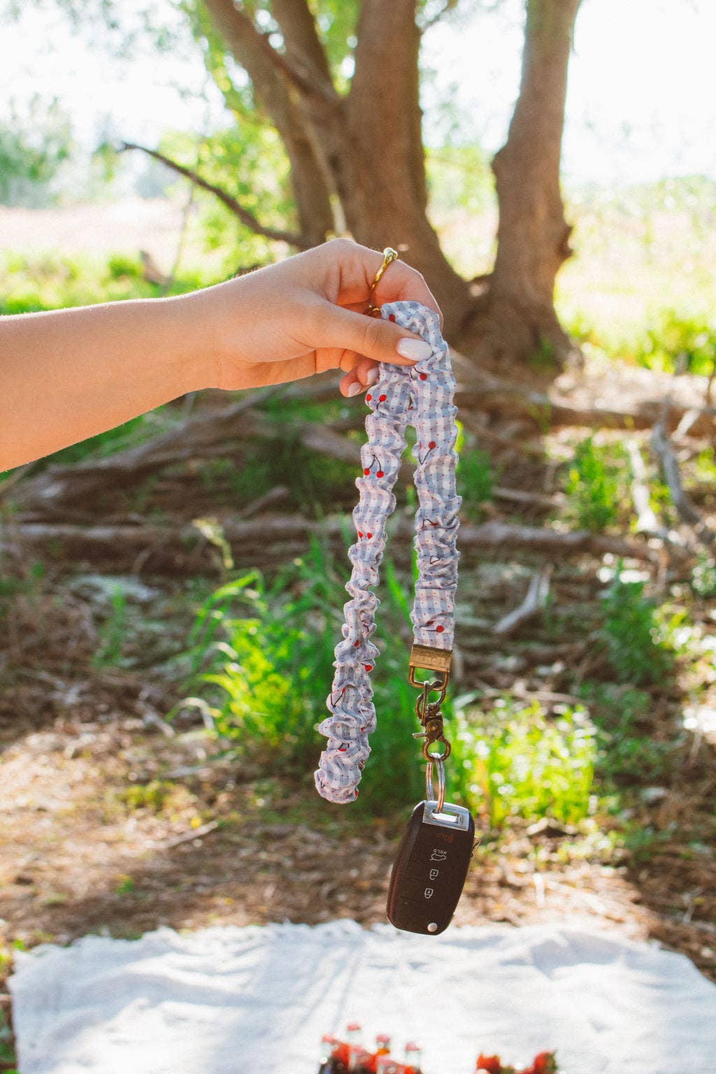Cherry Gingham Lanyard