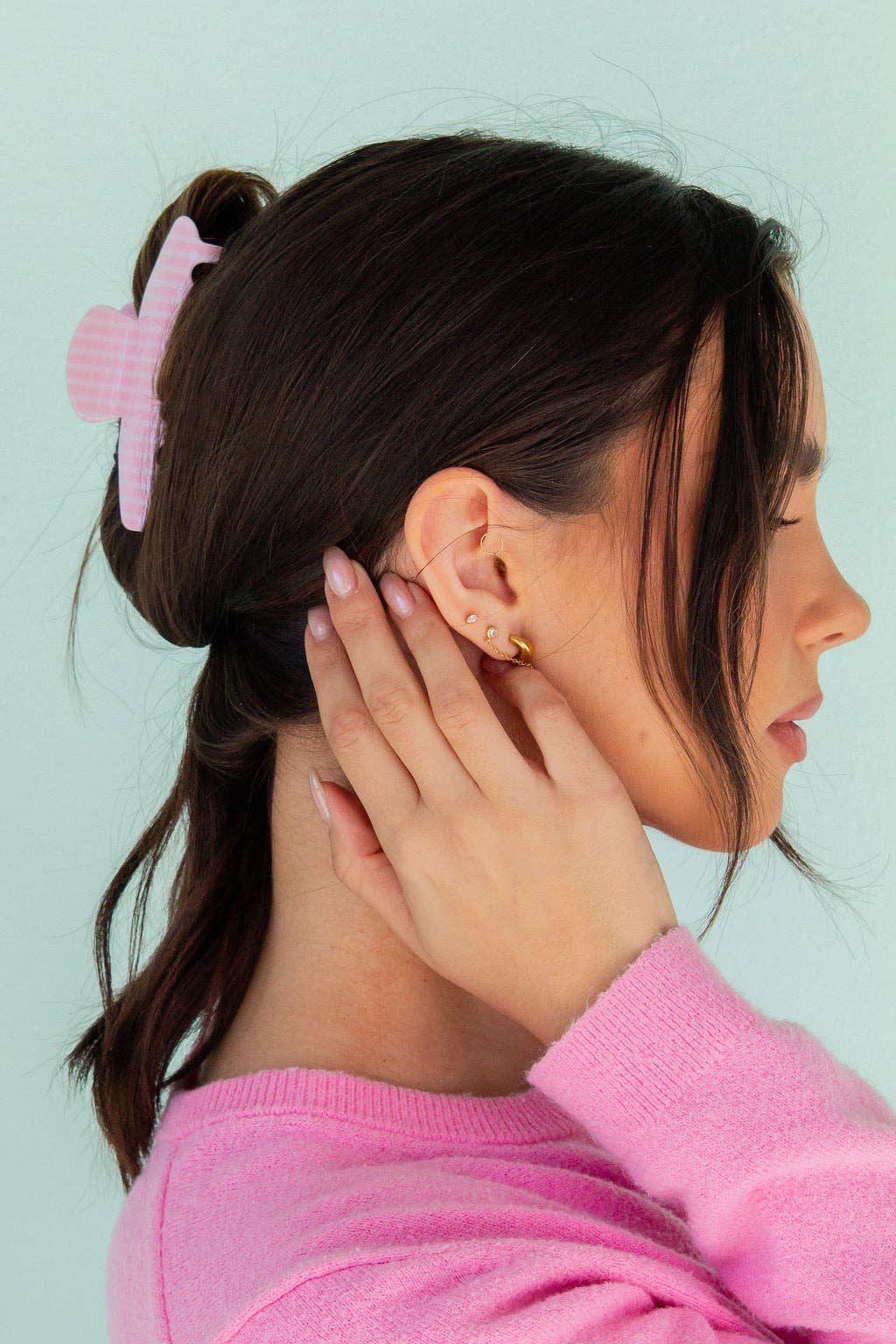 Pink Stripe Claw Clip