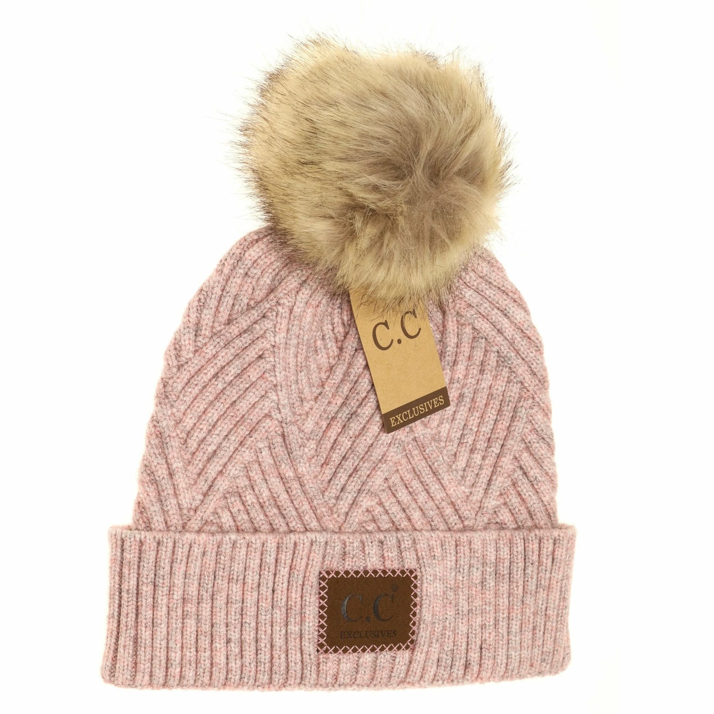 Large Patch Heather Pom Beanie