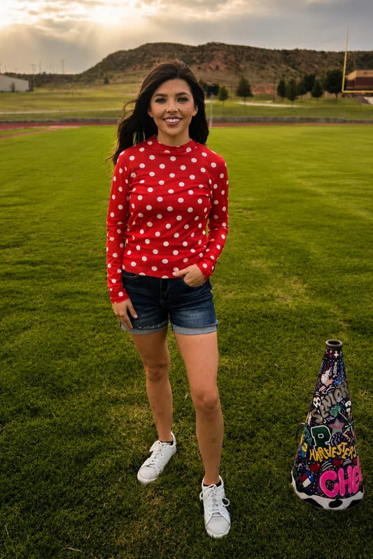 Kickoff Season Red Mesh Top