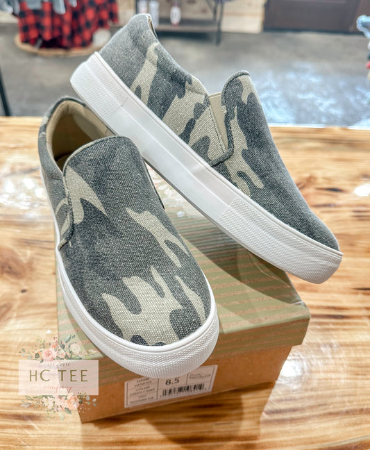 Washed Camo Slip-ons